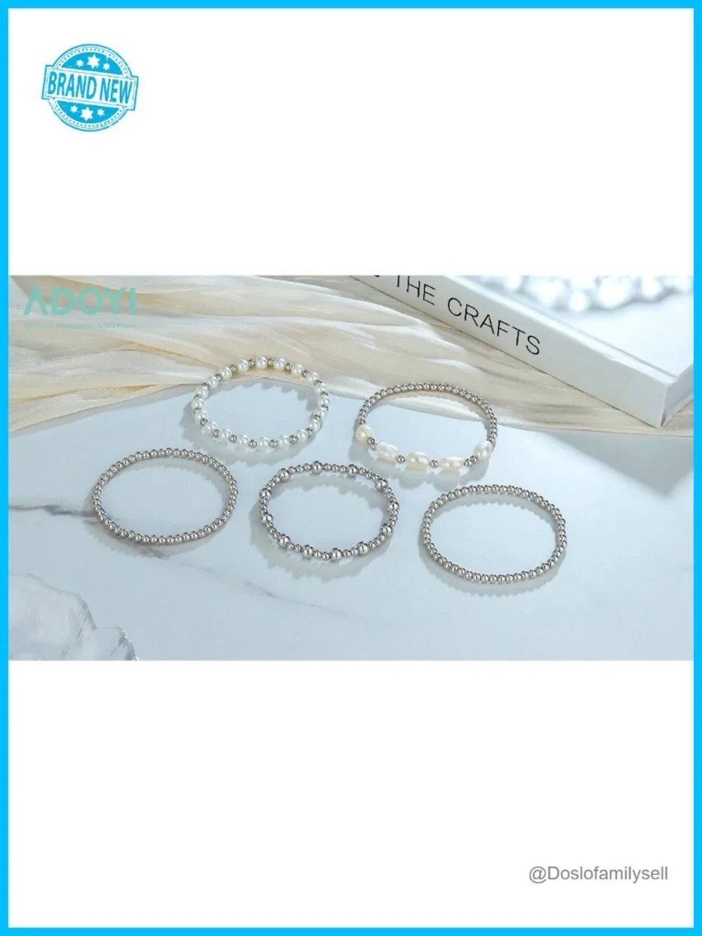 14K Gold Plated Beaded Bracelet Stack Set Stretch Bracelets for Women